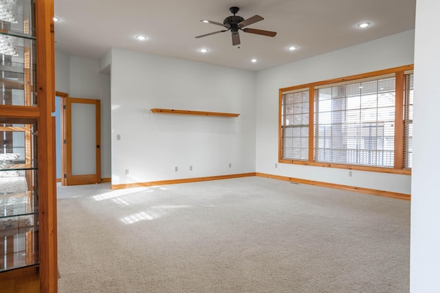 1466 S Natchez Rd, Republic, MO 65738 - unfurnished living room featuring carpet floors, a ceiling fan, and recessed lighting