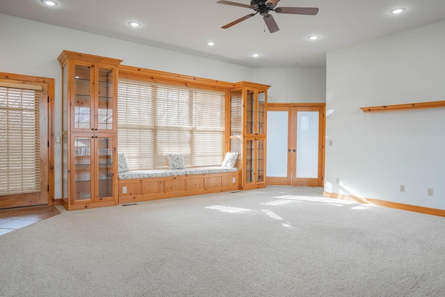 1466 S Natchez Rd, Republic, MO 65738 - unfurnished living room featuring french doors, a ceiling fan, recessed lighting, and carpet