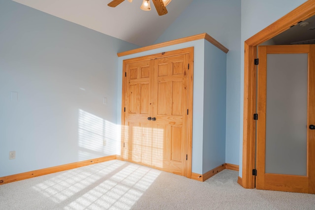 1466 S Natchez Rd, Republic, MO 65738 - unfurnished bedroom featuring carpet floors, lofted ceiling, a ceiling fan, and a closet