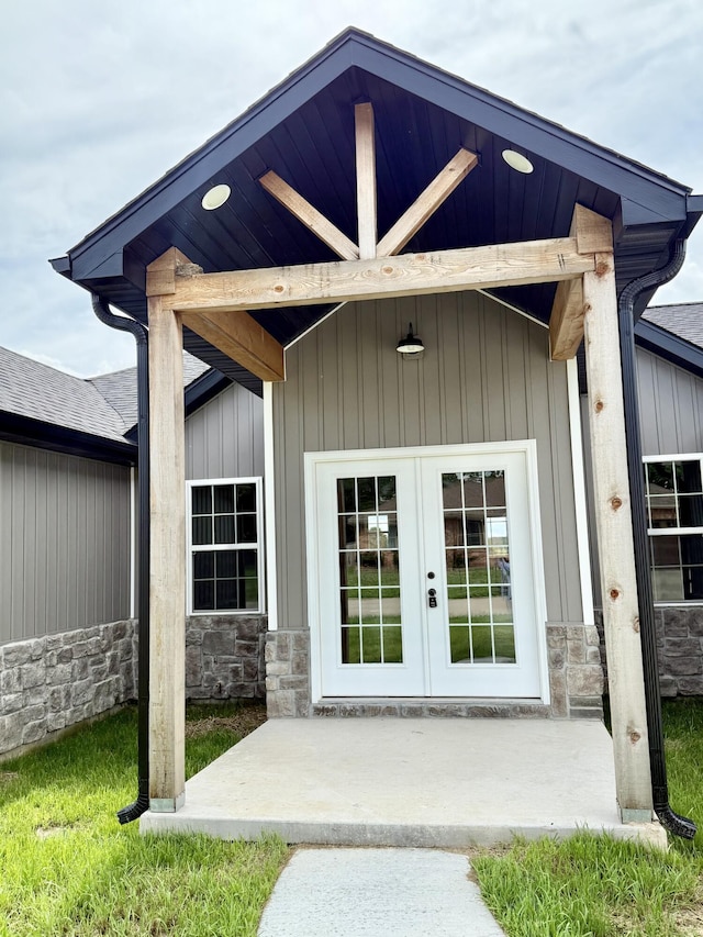 2605 Country Dr, Mountain Grove, MO 65711 - doorway to property featuring stone siding and french doors