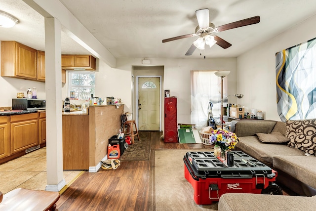 1673 E Chestnut St, Springfield, MO 65802 - living area with light wood finished floors and ceiling fan