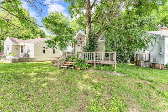 1673 E Chestnut St, Springfield, MO 65802 - view of green lawn featuring a deck