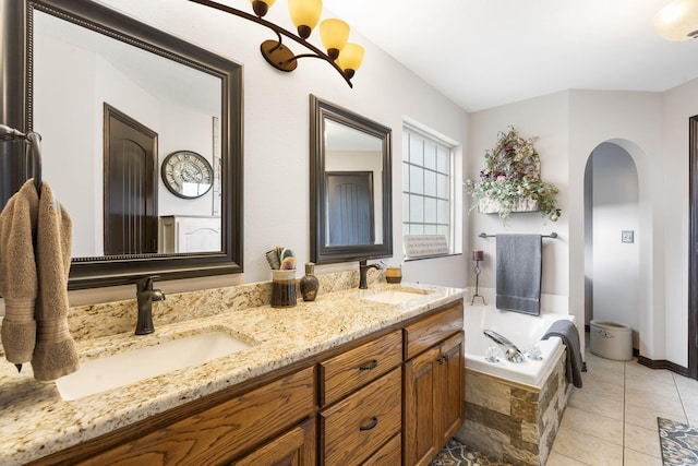417 Panorama Dr, Cape Fair, MO 65624 - bathroom with double vanity, a bath, and tile patterned floors