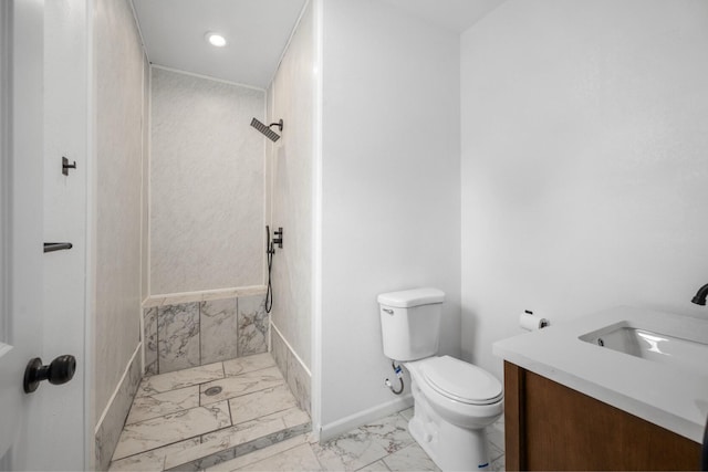 503 Valley View St, Carl Junction, MO 64834 - bathroom featuring marble finish floors, vanity, a shower, and recessed lighting