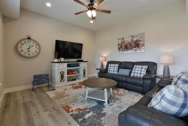 280 Lakefront Dr, Branson, MO 65616 - living area featuring ceiling fan, wood finished floors, and recessed lighting
