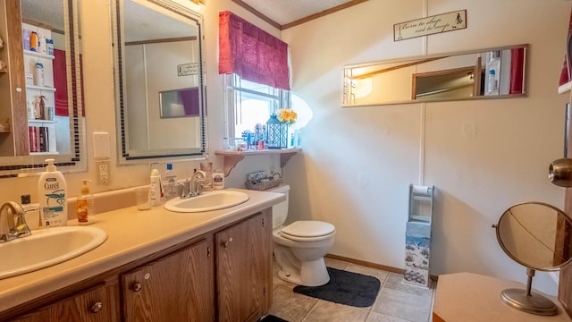167 Timber Valley Rd, Mammoth Spring, AR 72554 - full bathroom featuring ornamental molding, double vanity, and tile patterned floors