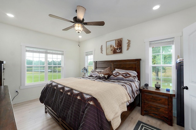 4360 State Highway Ww, Verona, MO 65769 - bedroom with light wood-type flooring, recessed lighting, and ceiling fan