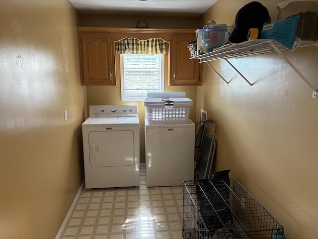 4849 W Rose Hill Rd, Billings, MO 65610 - laundry room with washing machine and dryer, cabinet space, and light floors