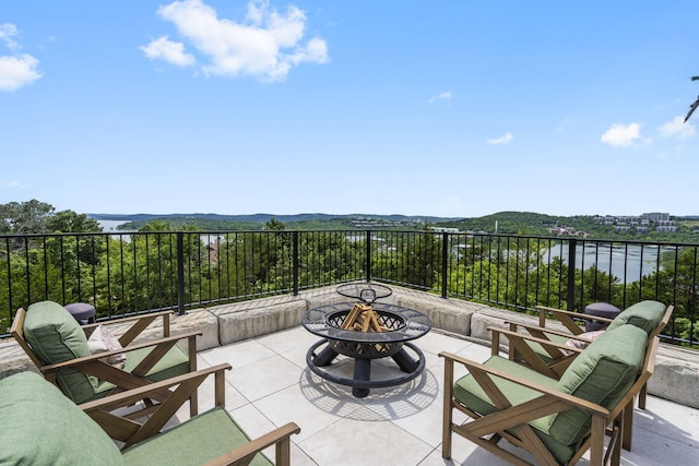 355 Catalina Dr, Branson, MO 65616 - view of patio / terrace featuring a fire pit and a water view