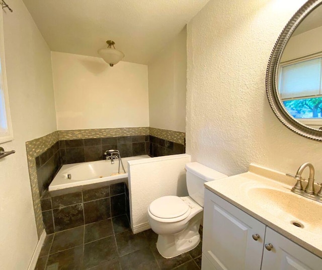 106 Cooley Dr, Carl Junction, MO 64834 - bathroom featuring a bath, vanity, tile patterned floors, and a textured wall