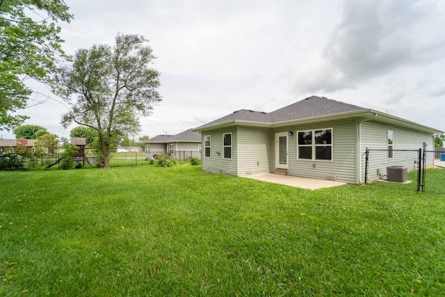 226 W Mount Vernon Rd, Billings, MO 65610 - rear view of house with a patio, a fenced backyard, and a shingled roof