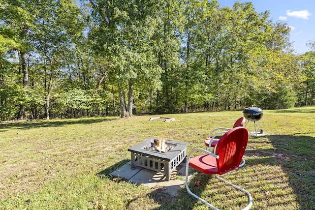 19899 E 1820th Rd, Fair Play, MO 65649 - view of green lawn featuring a fire pit