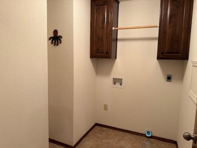 2604 Country Dr, Mountain Grove, MO 65711 - laundry room featuring hookup for an electric dryer, cabinet space, and washer hookup