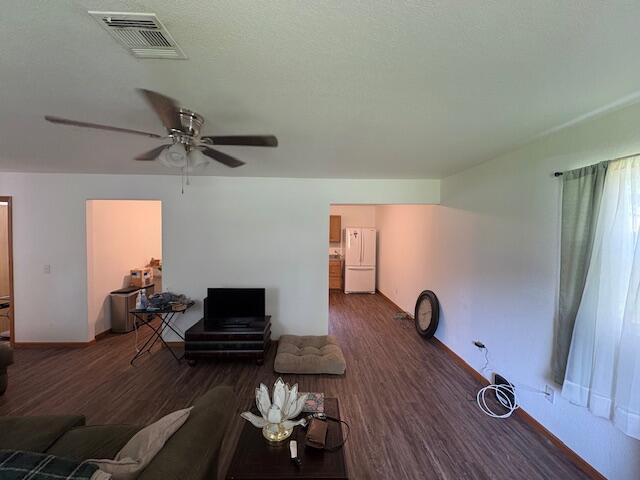 117 E Springfield St, Aurora, MO 65605 - living room featuring wood finished floors and a ceiling fan