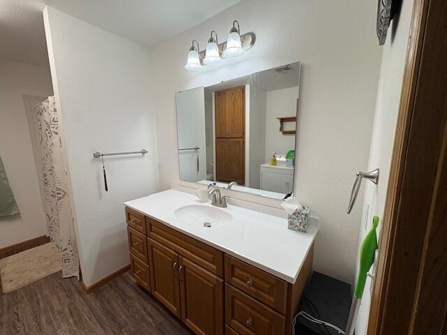 117 E Springfield St, Aurora, MO 65605 - bathroom with wood finished floors and vanity