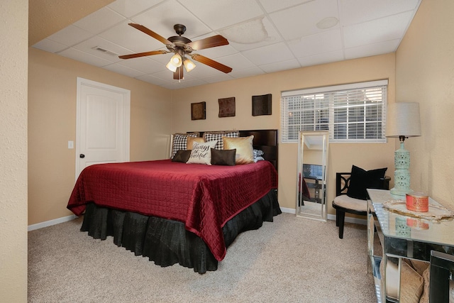 3223 W Melbourne St, Springfield, MO 65810 - bedroom with carpet, a paneled ceiling, and ceiling fan