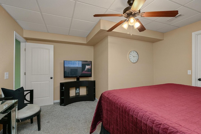 3223 W Melbourne St, Springfield, MO 65810 - carpeted bedroom featuring a paneled ceiling and ceiling fan