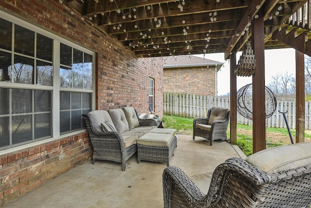 3223 W Melbourne St, Springfield, MO 65810 - fenced backyard featuring an outdoor living space and a patio area