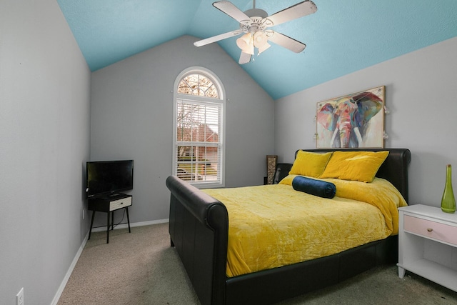 3223 W Melbourne St, Springfield, MO 65810 - bedroom featuring carpet flooring, vaulted ceiling, and ceiling fan