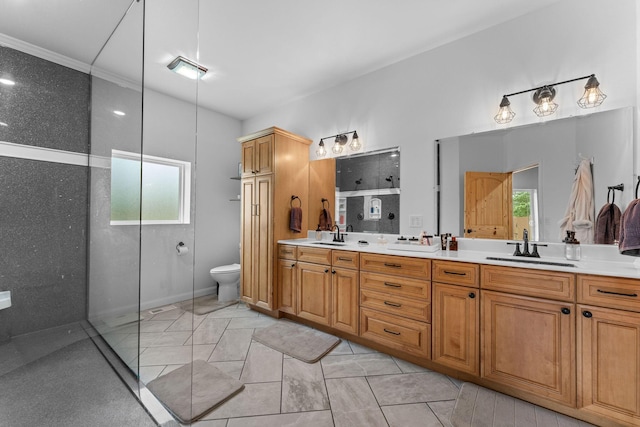 770 Mills Hollow Rd, Branson, MO 65616 - bathroom featuring a walk in shower, double vanity, and plenty of natural light