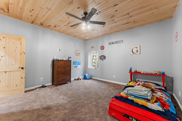 770 Mills Hollow Rd, Branson, MO 65616 - bedroom featuring wooden ceiling, carpet flooring, and ceiling fan