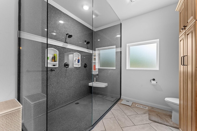 770 Mills Hollow Rd, Branson, MO 65616 - full bath with walk in shower, tile patterned floors, and crown molding