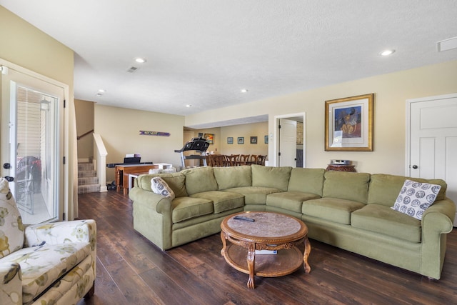 715 S Oak Terrace Dr, Nixa, MO 65714 - living room with stairway, wood finished floors, and recessed lighting