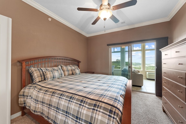 200 Majestic Dr Unit 1-303, Branson, MO 65616 - carpeted bedroom with crown molding, ceiling fan, and access to outside