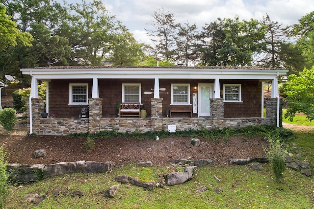 14 Little Creek Ln, Kimberling City, MO 65686 - view of front facade featuring a porch and stone siding