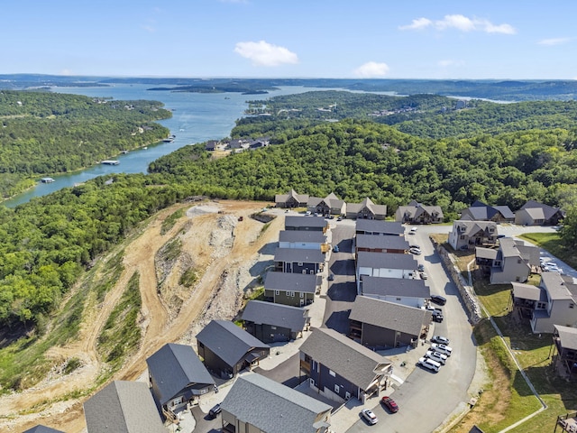 34 Shellie Ln, Branson, MO 65616 - aerial view of residential area with a forest and a nearby body of water