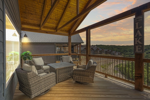 34 Shellie Ln, Branson, MO 65616 - view of deck at dusk