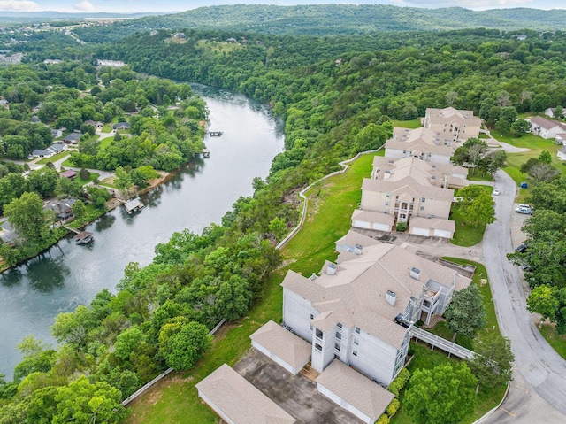 110 Cottonwood Trl Unit 2D, Branson, MO 65616 - aerial view of residential area with a nearby body of water and a heavily wooded area