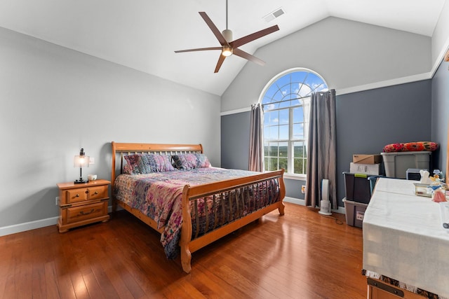 110 Cottonwood Trl Unit 2D, Branson, MO 65616 - bedroom with hardwood / wood-style flooring, a ceiling fan, and high vaulted ceiling