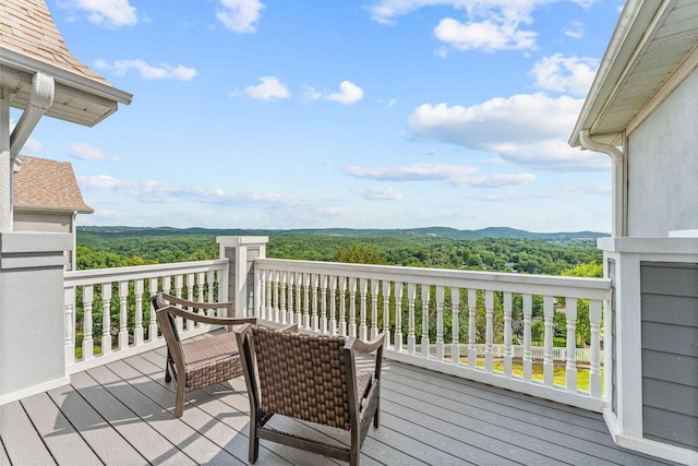 110 Cottonwood Trl Unit 2D, Branson, MO 65616 - wooden terrace featuring a wooded view and a mountain view