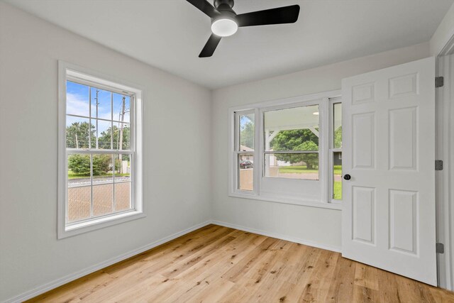 1024 N Fulbright Ave, Springfield, MO 65802 - entryway with light wood-style flooring and a ceiling fan