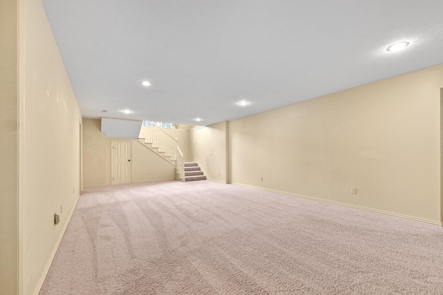 966 S Carriage Ave, Springfield, MO 65809 - finished below grade area with stairs, carpet, and recessed lighting