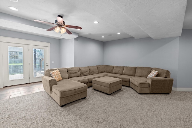628 N Alexandria St, Nixa, MO 65714 - carpeted living area with recessed lighting and ceiling fan
