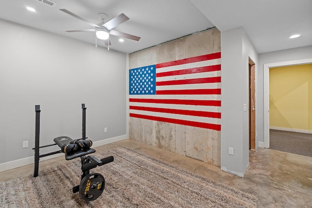628 N Alexandria St, Nixa, MO 65714 - workout area with a ceiling fan and recessed lighting