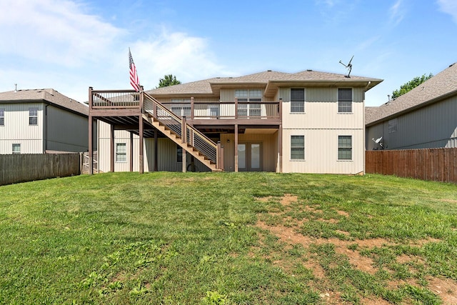 628 N Alexandria St, Nixa, MO 65714 - back of house with a wooden deck, a fenced backyard, and stairway