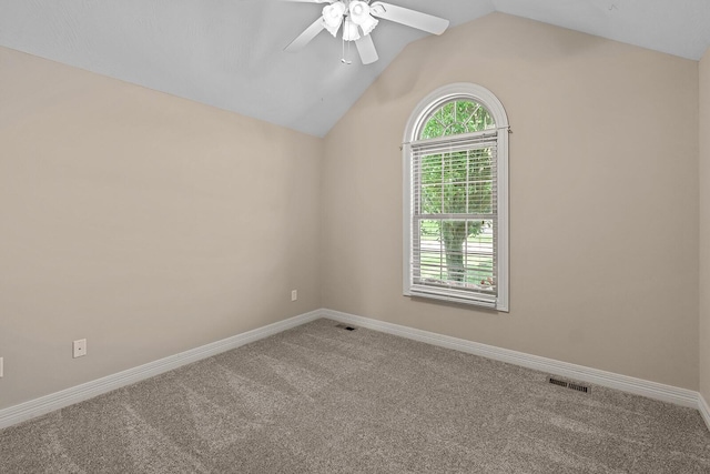 628 N Alexandria St, Nixa, MO 65714 - empty room featuring carpet, lofted ceiling, and ceiling fan