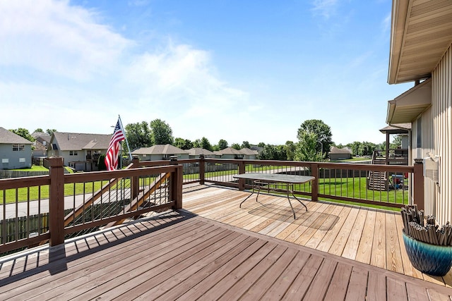 628 N Alexandria St, Nixa, MO 65714 - wooden terrace with a residential view and a lawn