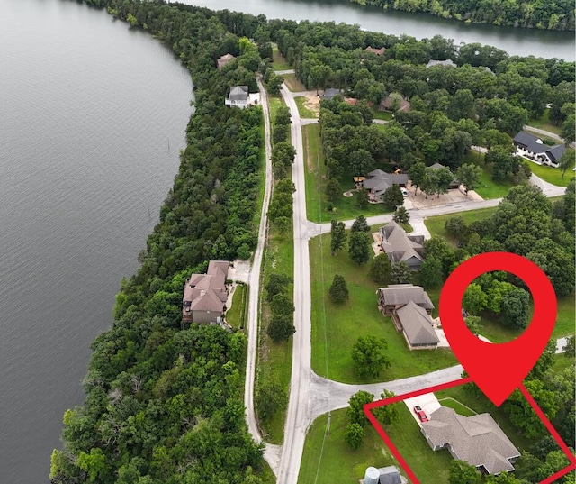 21791 Mill Creek Dr, Shell Knob, MO 65747 - aerial view of property and surrounding area featuring a nearby body of water and property parcel outlined