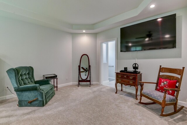 21791 Mill Creek Dr, Shell Knob, MO 65747 - sitting room with carpet, recessed lighting, and a tray ceiling