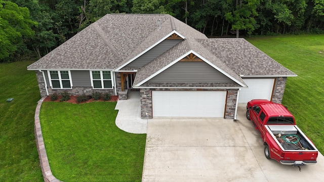 21791 Mill Creek Dr, Shell Knob, MO 65747 - view of front of property with an attached garage, roof with shingles, a front yard, and driveway