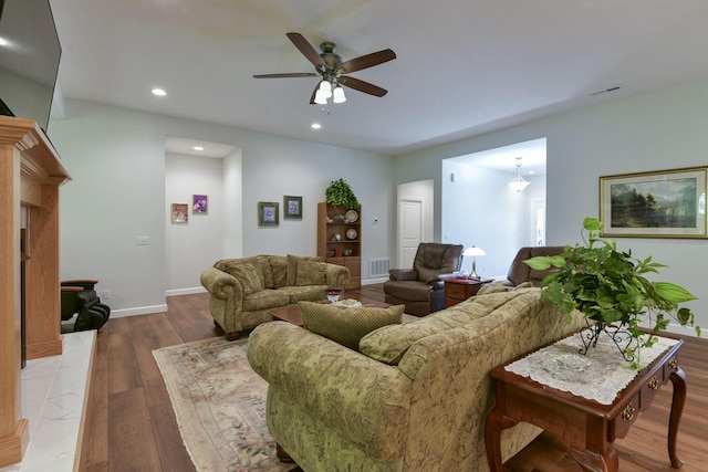 21791 Mill Creek Dr, Shell Knob, MO 65747 - living room with a ceiling fan, recessed lighting, and wood finished floors