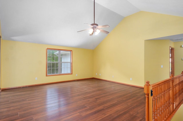 136 Cedar Dale Ln, Ozark, MO 65721 - unfurnished room featuring lofted ceiling, ceiling fan, and wood finished floors