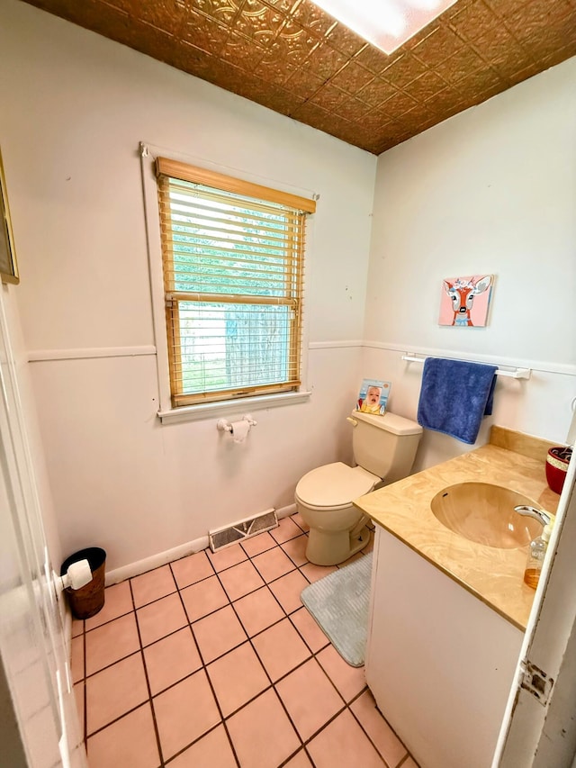 6424 W Farm Rd Unit 140, Springfield, MO 65802 - bathroom with vanity, tile patterned flooring, and an ornate ceiling