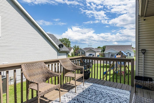 828 S Chinkapin Ave, Nixa, MO 65714 - deck with a residential view, a yard, and a playground