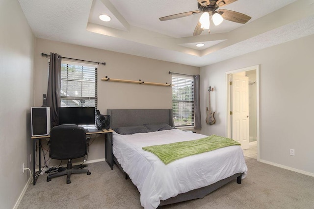 828 S Chinkapin Ave, Nixa, MO 65714 - bedroom featuring a tray ceiling, carpet flooring, ceiling fan, and recessed lighting