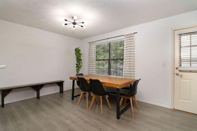828 S Chinkapin Ave, Nixa, MO 65714 - dining area with wood finished floors, plenty of natural light, a textured ceiling, and a chandelier